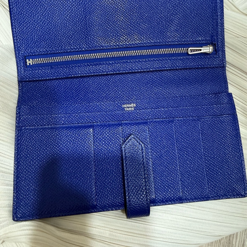 愛馬仕Bearn藍色長夾-17
