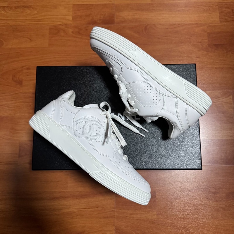 Chanel空軍一號香奈兒雙C徽標低幫板鞋 白色 37.5碼-8
