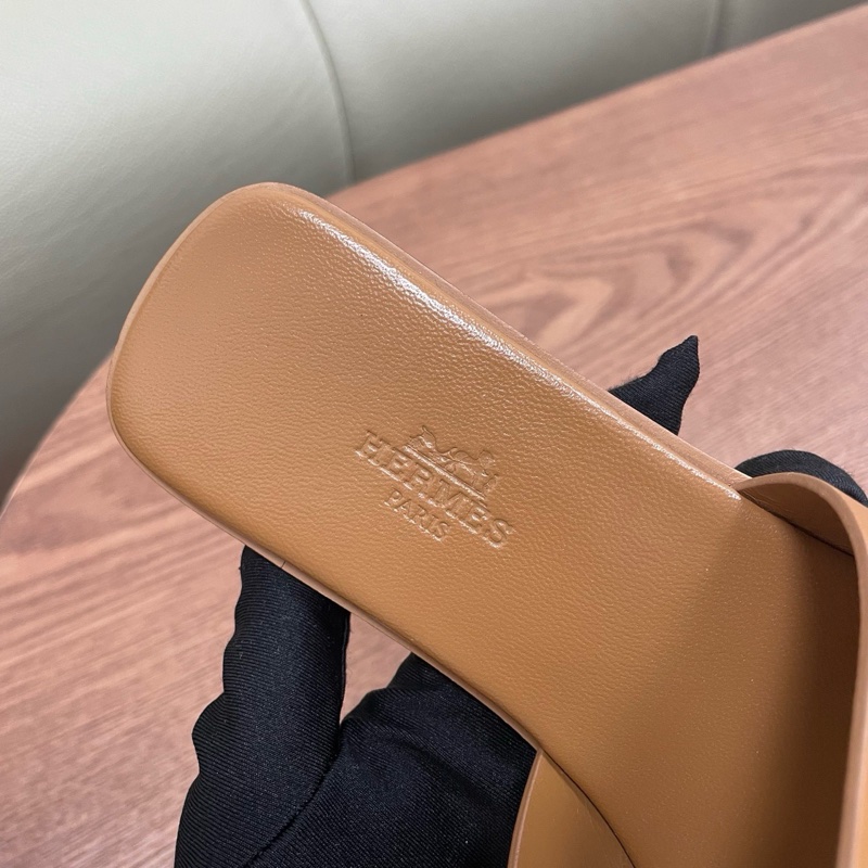 爱马仕Hermes 马车扣拖鞋 金棕色 37.5码-5