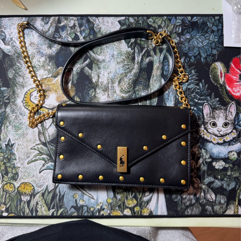 polo 卯釘金屬黑色側背包-1