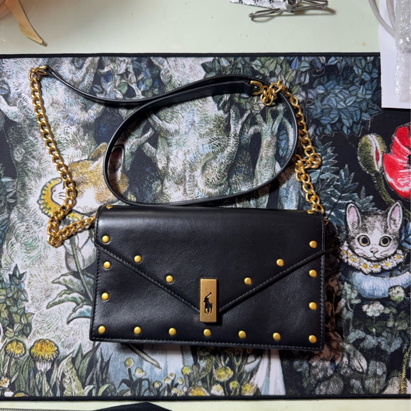 polo 卯釘金屬黑色側背包-6