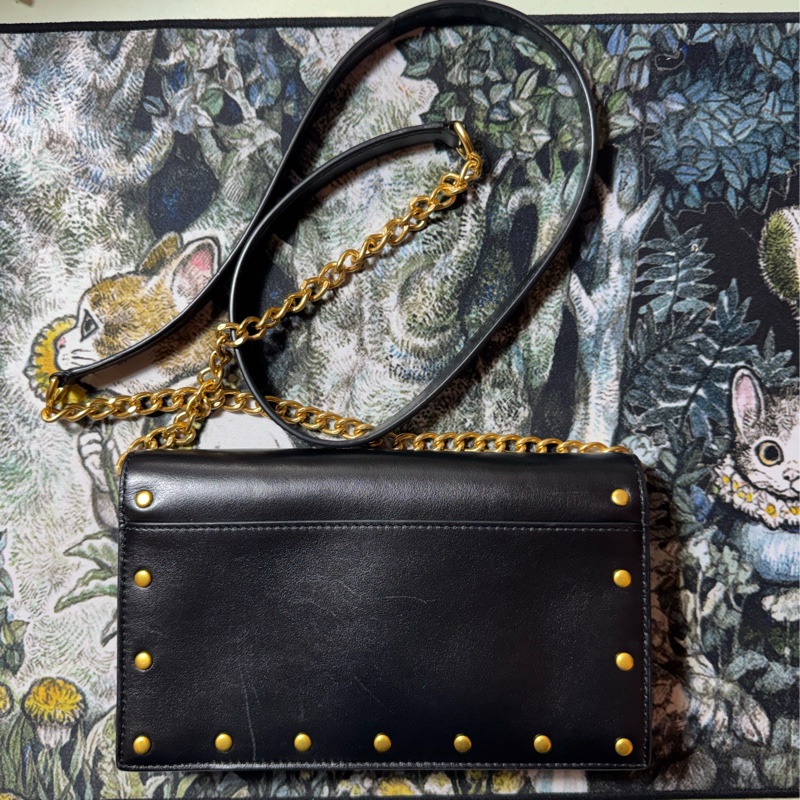 polo 卯釘金屬黑色側背包-7