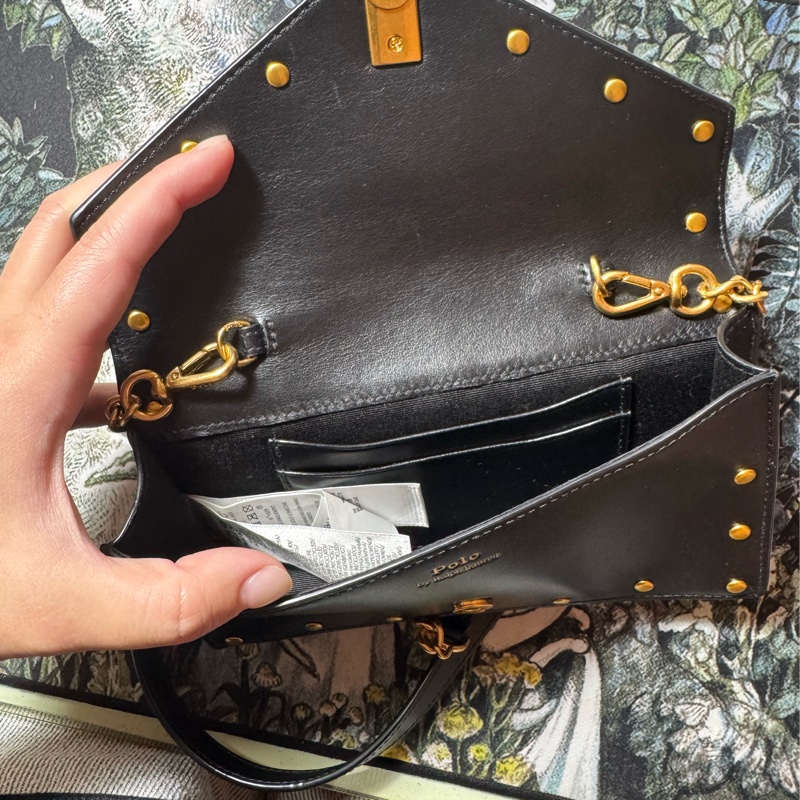 polo 卯釘金屬黑色側背包-8