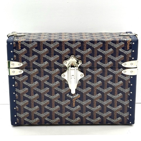 GOYARD TRUNK CASSETTE系列滿版LOGO 手工帆布方盒斜背包