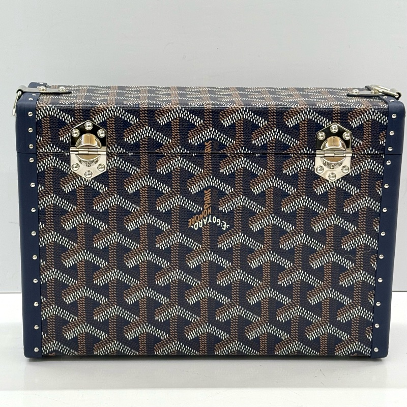 GOYARD TRUNK CASSETTE系列滿版LOGO 手工帆布方盒斜背包-1