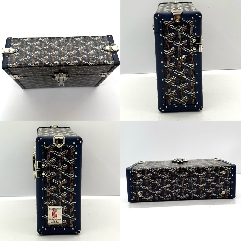 GOYARD TRUNK CASSETTE系列滿版LOGO 手工帆布方盒斜背包-3