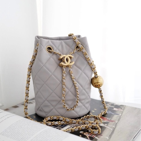 Chanel 22s 香奈兒菱格紋金球小水桶 晶片款