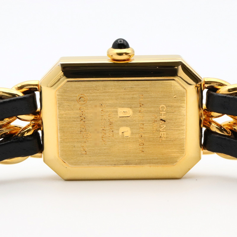 黑色錶盤 鍍金 皮革錶帶 Premiere S 石英腕錶【CHANEL 香奈兒】 H0001-4