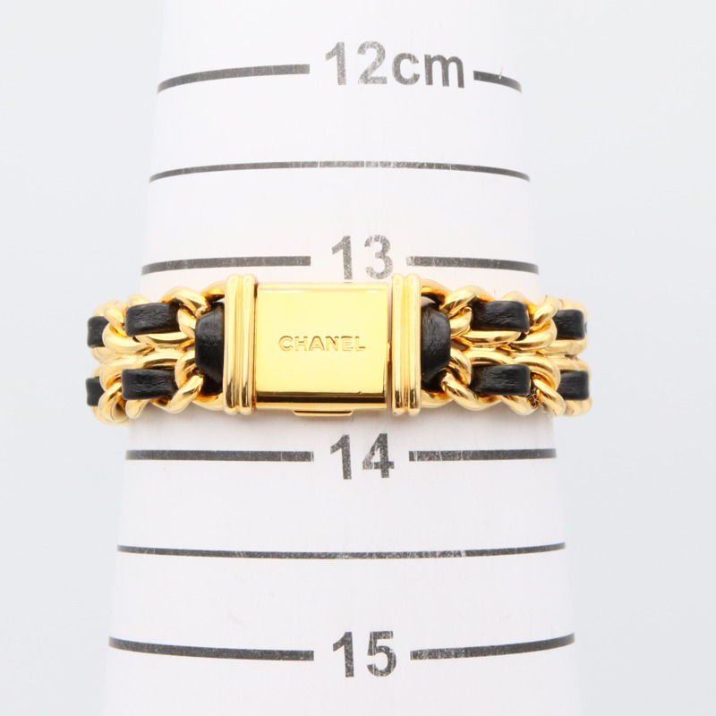 黑色錶盤 鍍金 皮革錶帶 Premiere S 石英腕錶【CHANEL 香奈兒】 H0001-6