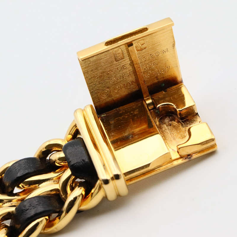 黑色錶盤 鍍金 皮革錶帶 Premiere S 石英腕錶【CHANEL 香奈兒】 H0001-11