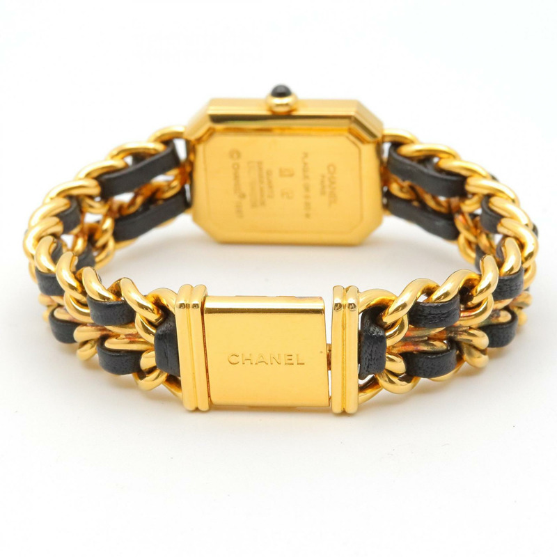 黑色錶盤 鍍金 皮革錶帶 Premiere M 石英腕錶【CHANEL 香奈兒】 H0001-3