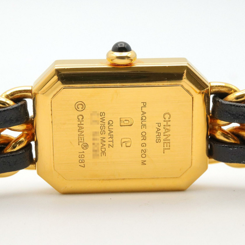 黑色錶盤 鍍金 皮革錶帶 Premiere M 石英腕錶【CHANEL 香奈兒】 H0001-4