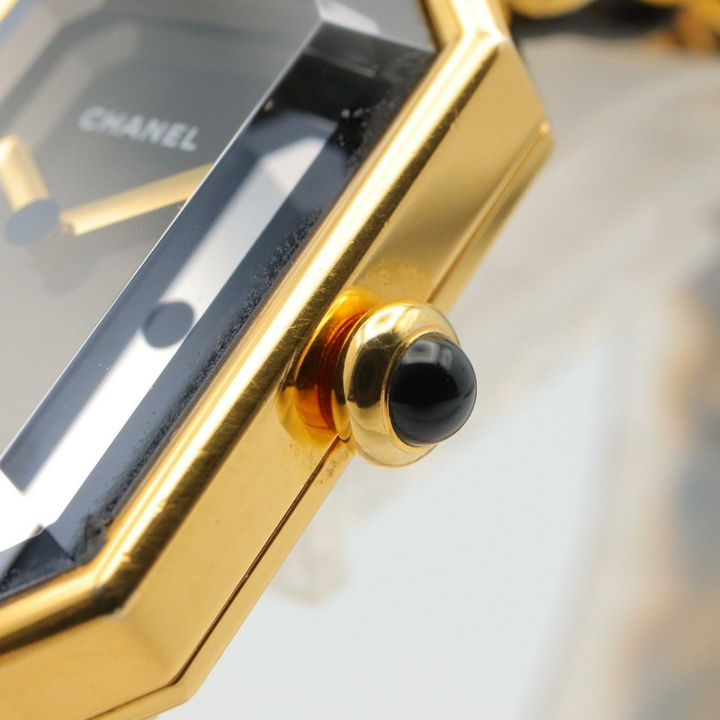 黑色錶盤 鍍金 皮革錶帶 Premiere M 石英腕錶【CHANEL 香奈兒】 H0001-5