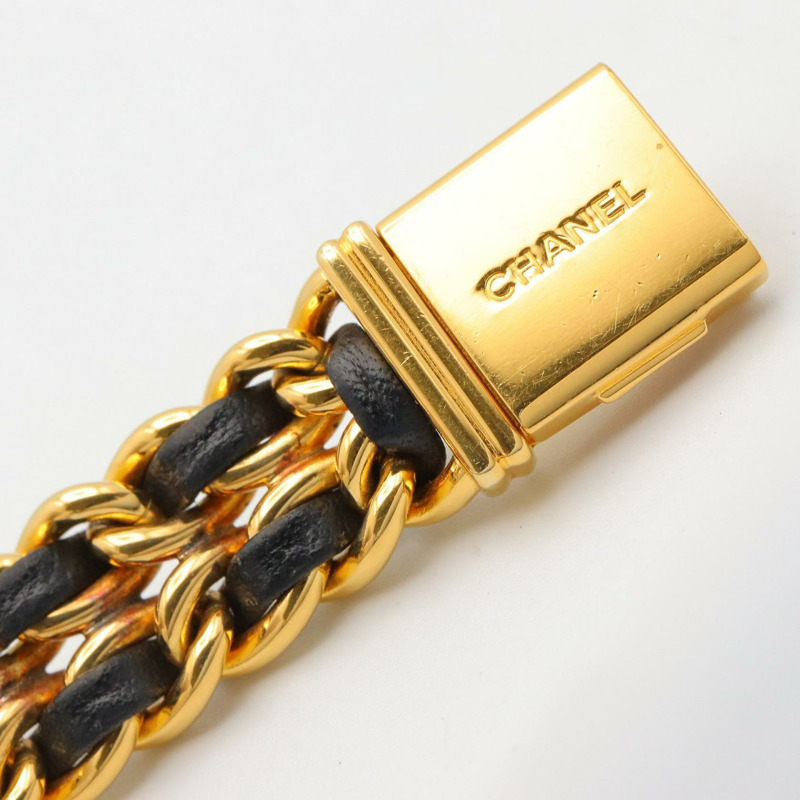 黑色錶盤 鍍金 皮革錶帶 Premiere M 石英腕錶【CHANEL 香奈兒】 H0001-13