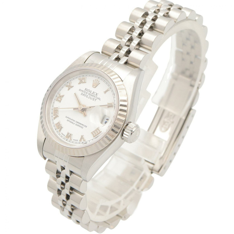 18K白金 不鏽鋼 白面盤 Date Just 腕錶【ROLEX 勞力士】 79174-1