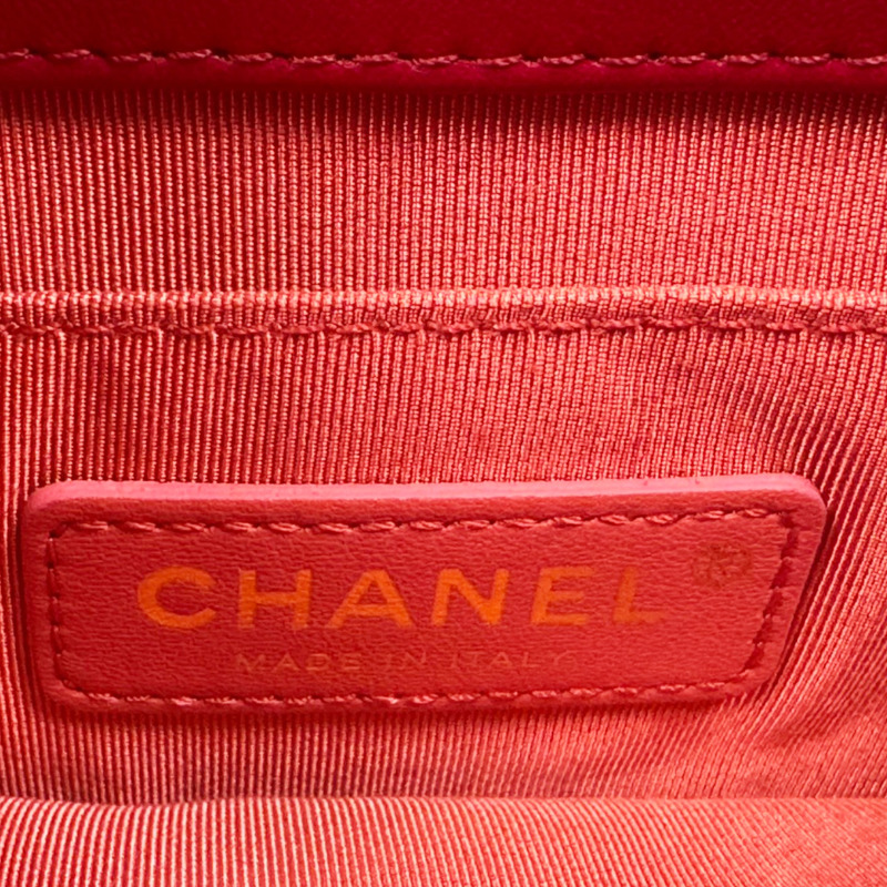 紅色 天鵝絨 玫瑰花圖案 肩背包 金釦 (無卡)【CHANEL 香奈兒】-4