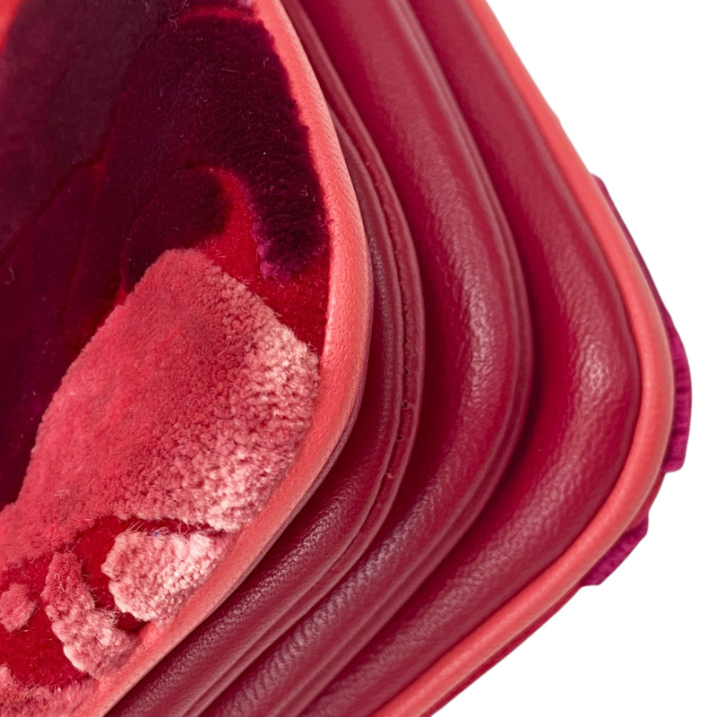 紅色 天鵝絨 玫瑰花圖案 肩背包 金釦 (無卡)【CHANEL 香奈兒】-8