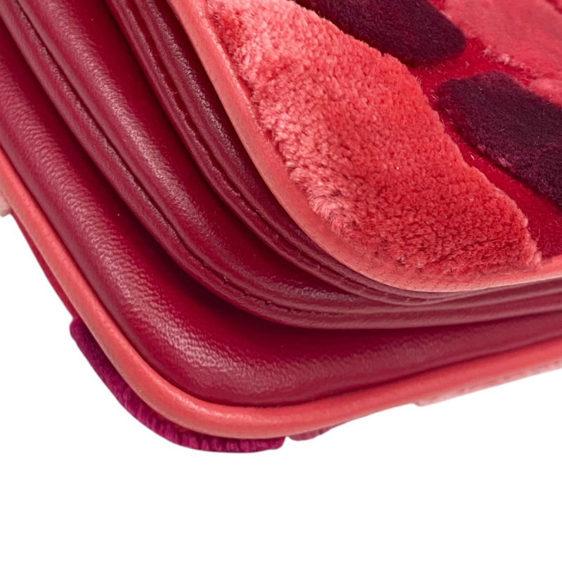 紅色 天鵝絨 玫瑰花圖案 肩背包 金釦 (無卡)【CHANEL 香奈兒】-9