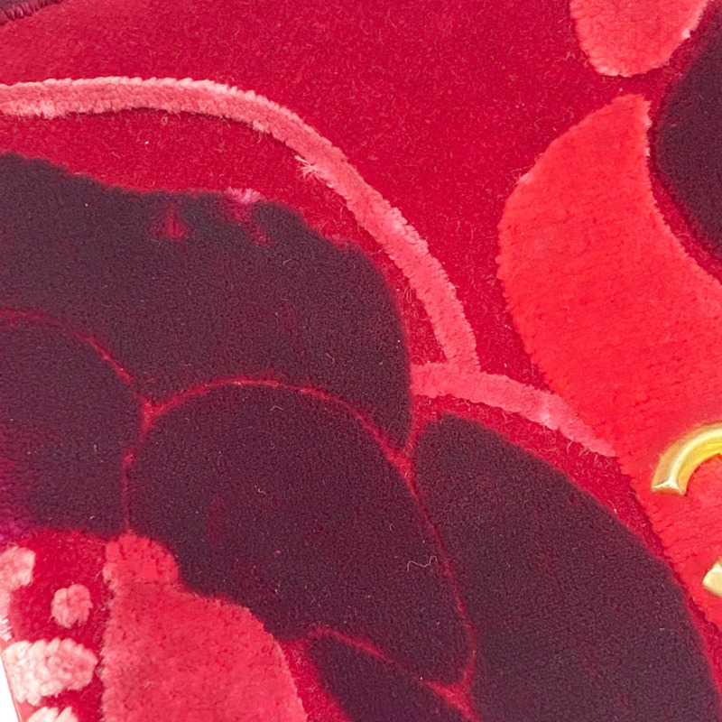 紅色 天鵝絨 玫瑰花圖案 肩背包 金釦 (無卡)【CHANEL 香奈兒】-10