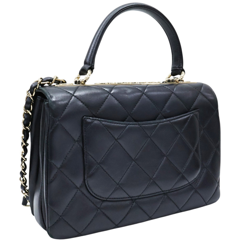 黑色 羊皮 Trendy CC 兩用包 金釦【CHANEL 香奈兒】 A92236-1