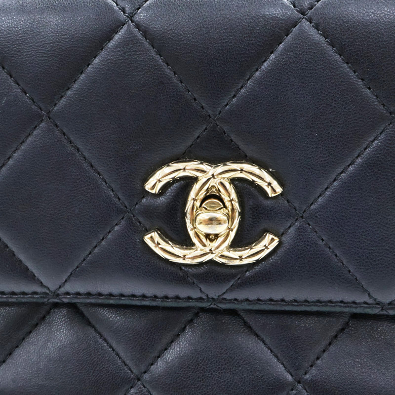 黑色 羊皮 Trendy CC 兩用包 金釦【CHANEL 香奈兒】 A92236-3