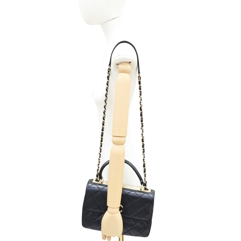 黑色 羊皮 Trendy CC 兩用包 金釦【CHANEL 香奈兒】 A92236-6