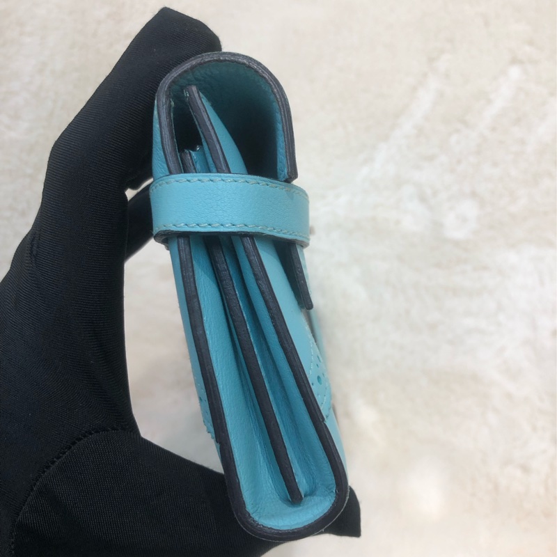 Hermes Blue Atoll Kelly Ghillies Wallet XC421-2