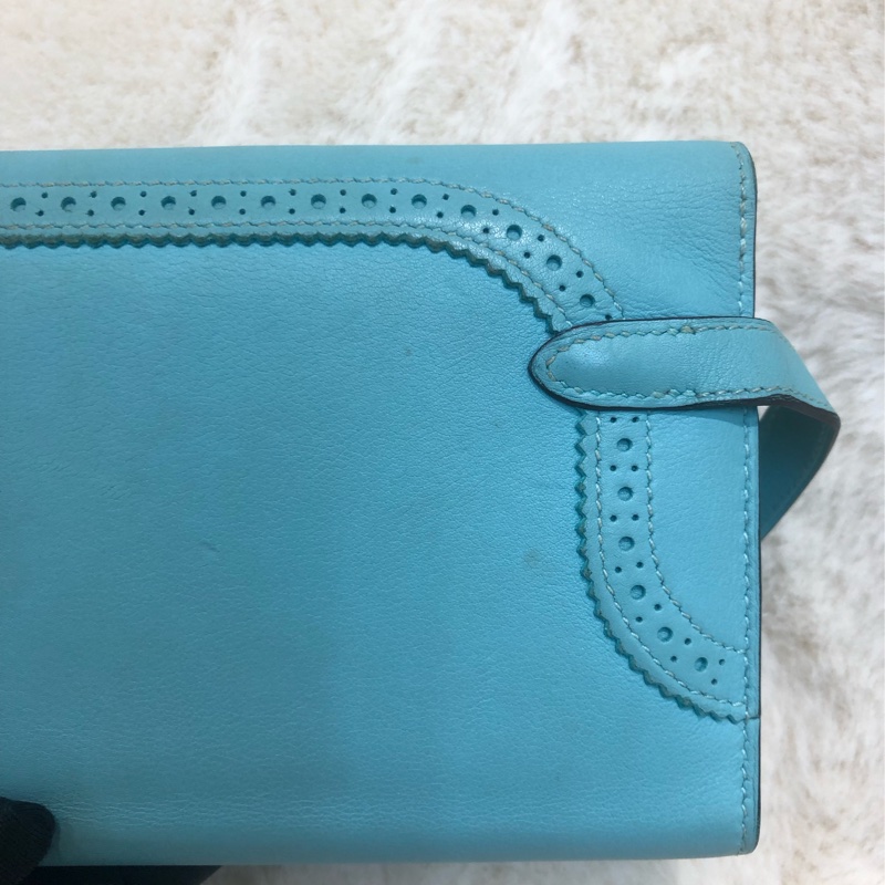 Hermes Blue Atoll Kelly Ghillies Wallet XC421-9