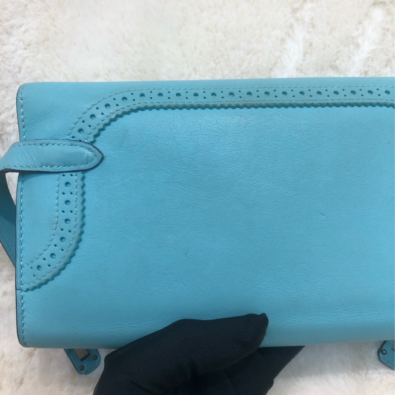 Hermes Blue Atoll Kelly Ghillies Wallet XC421-10
