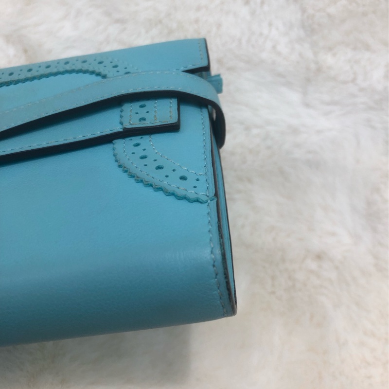 Hermes Blue Atoll Kelly Ghillies Wallet XC421-14