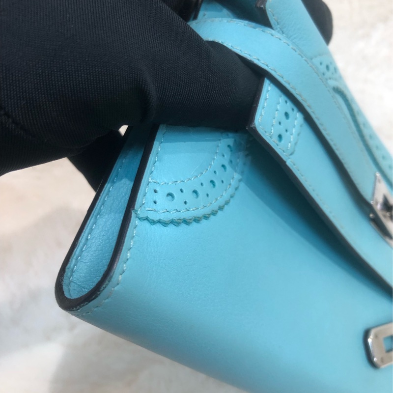 Hermes Blue Atoll Kelly Ghillies Wallet XC421-15