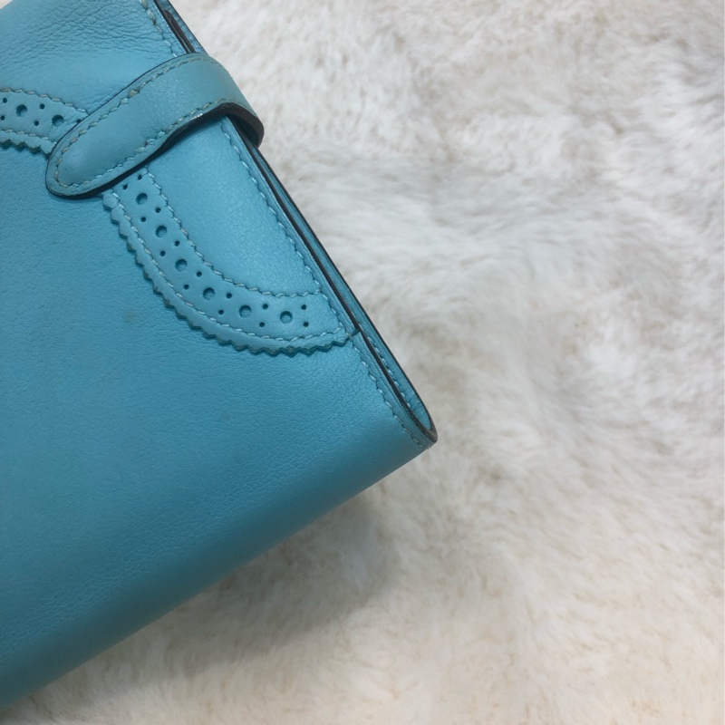 Hermes Blue Atoll Kelly Ghillies Wallet XC421-16