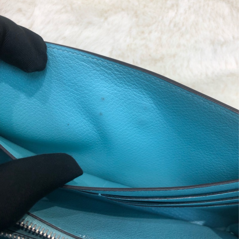 Hermes Blue Atoll Kelly Ghillies Wallet XC421-21