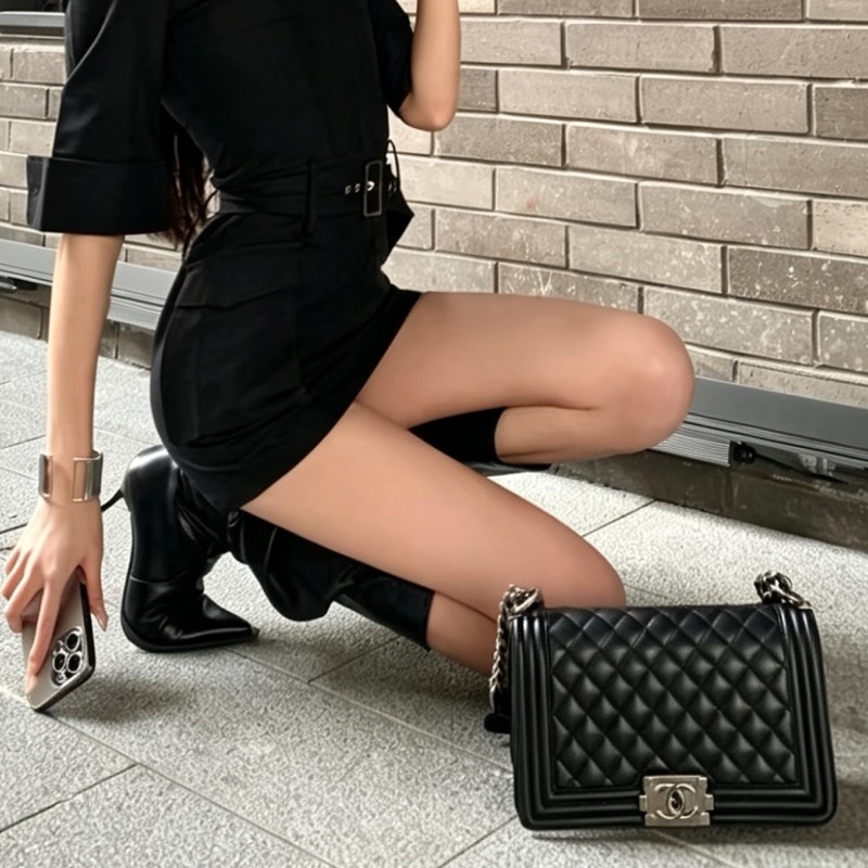 CHANEL香奈兒Leboy25單肩斜挎鏈條包💃🏻💃🏻-4