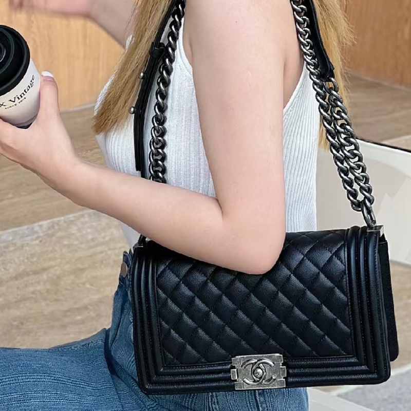 CHANEL香奈兒Leboy25單肩斜挎鏈條包💃🏻💃🏻-26