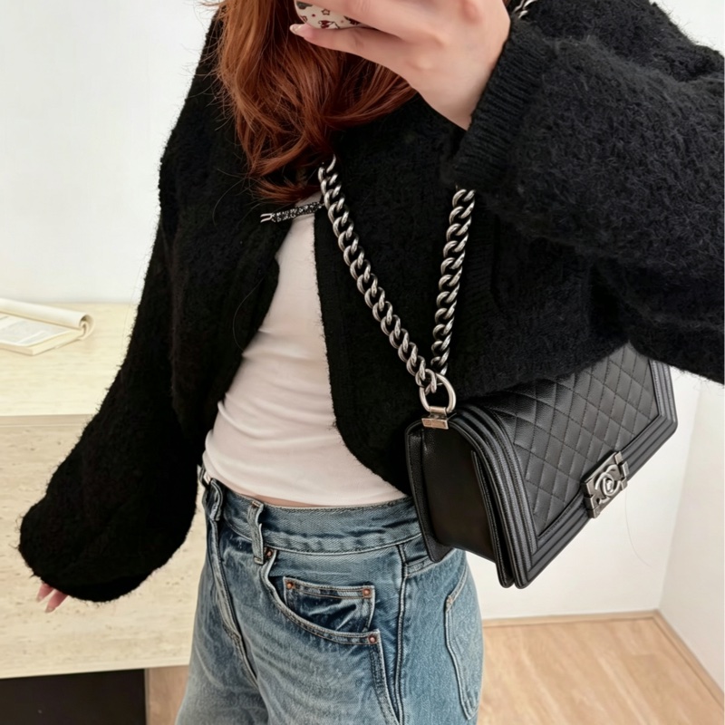 CHANEL香奈兒Leboy25單肩斜挎鏈條包💃🏻💃🏻-35