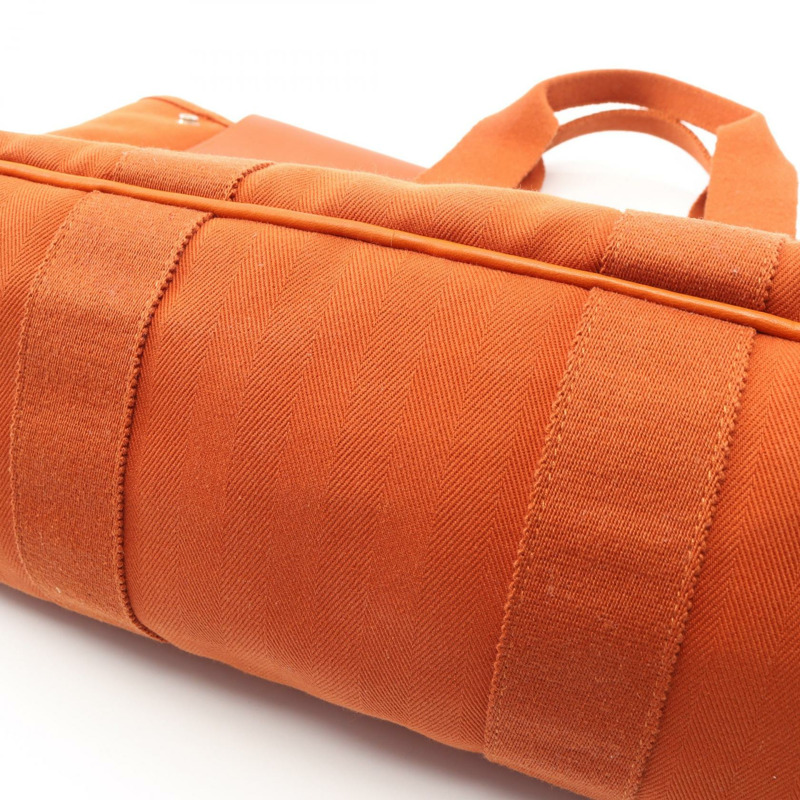 HERMES Valparaiso 中型 Potiron 手提包 Toile V 形皮革 橙色 二手 SHW-5