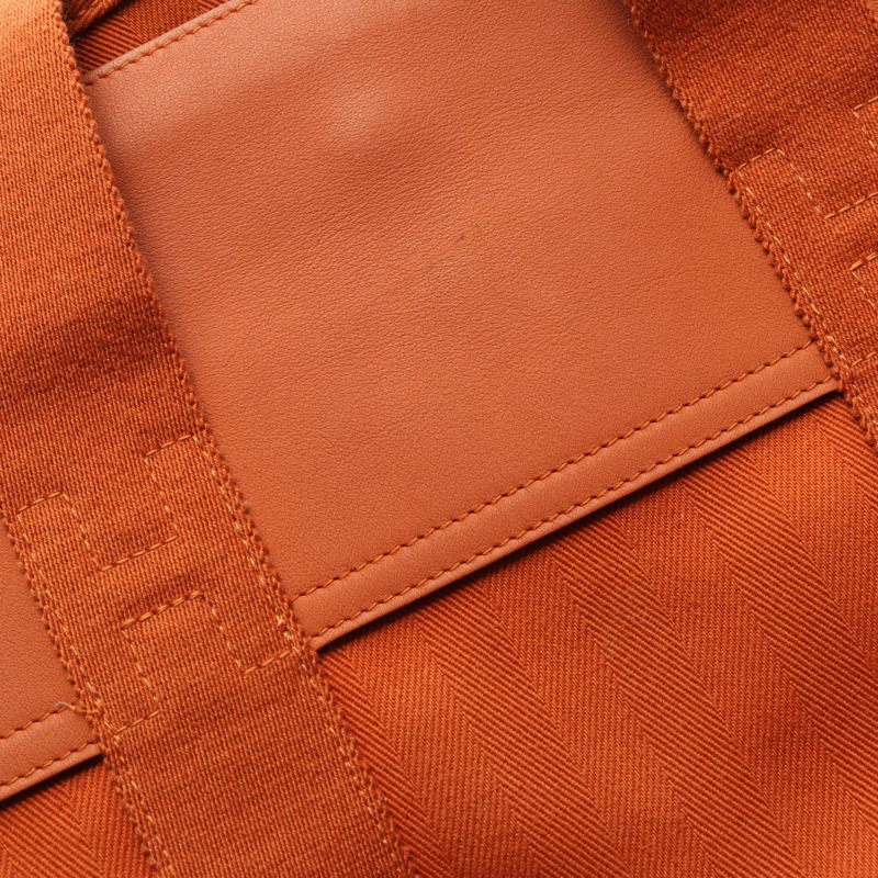 HERMES Valparaiso 中型 Potiron 手提包 Toile V 形皮革 橙色 二手 SHW-7
