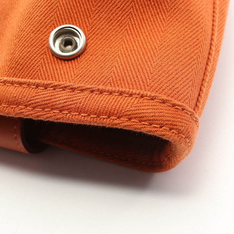 HERMES Valparaiso 中型 Potiron 手提包 Toile V 形皮革 橙色 二手 SHW-9