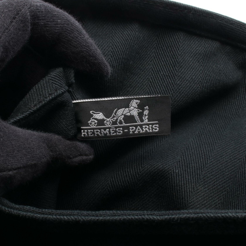 愛馬仕 Valparaiso MM 手提包，人字帆布皮革，黑色，SHW，二手女士-3