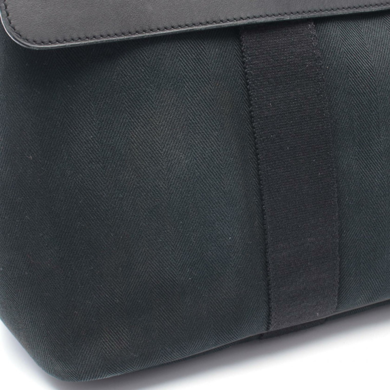 愛馬仕 Valparaiso MM 手提包，人字帆布皮革，黑色，SHW，二手女士-5