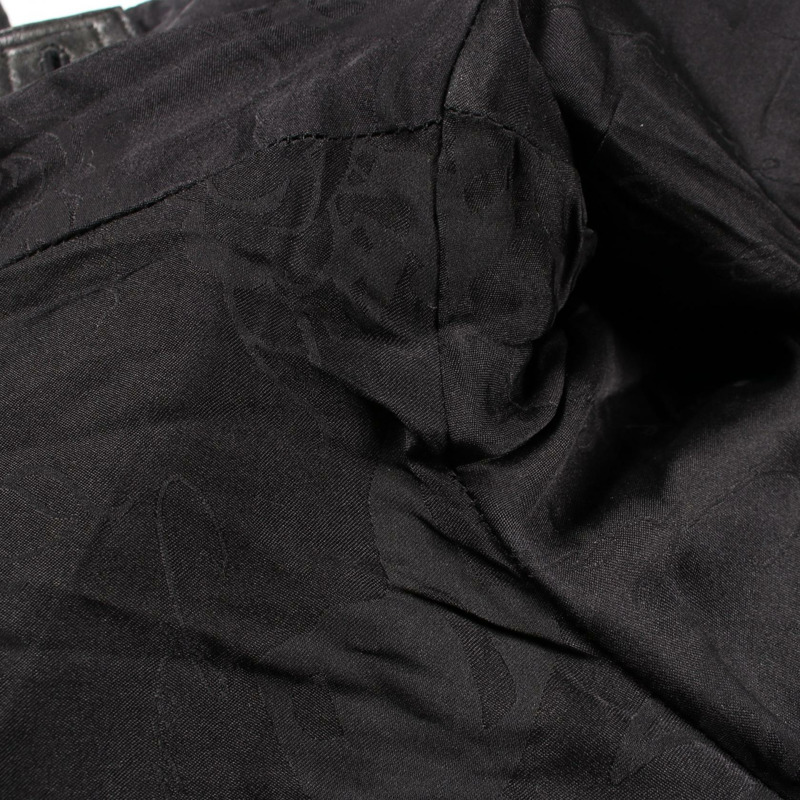 香奈兒 (CHANEL) COCO 標誌紐扣側拉鍊長褲 #36 P41909C00163 黑色皮革二手女裝-6