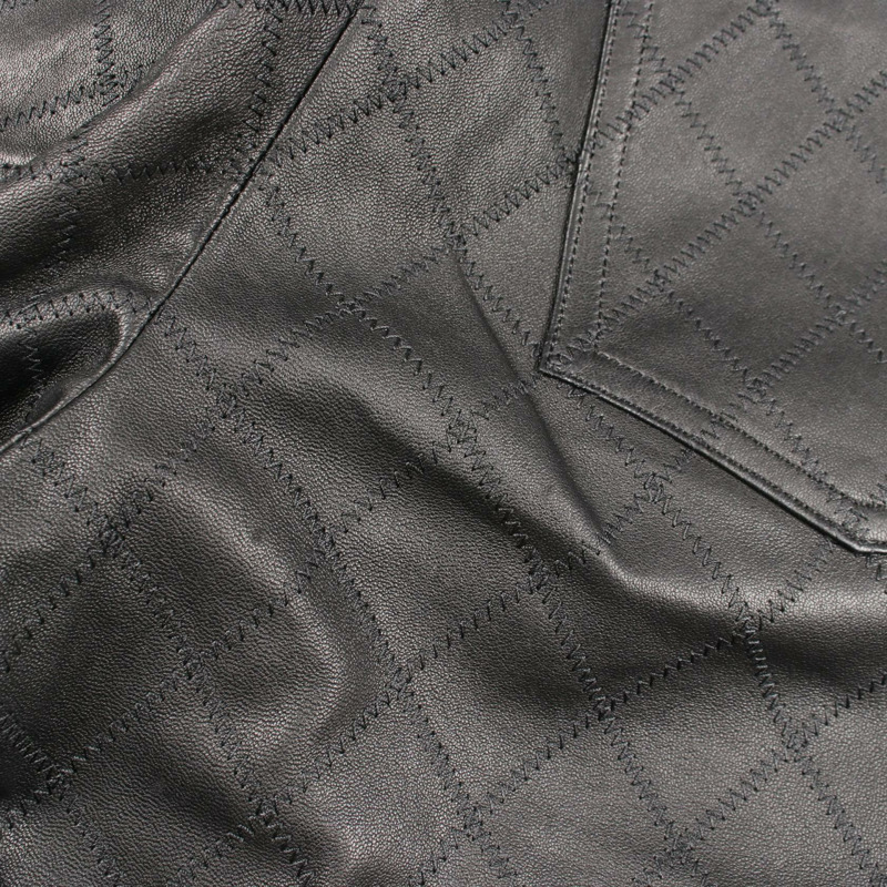 香奈兒 (CHANEL) COCO 標誌紐扣側拉鍊長褲 #36 P41909C00163 黑色皮革二手女裝-7