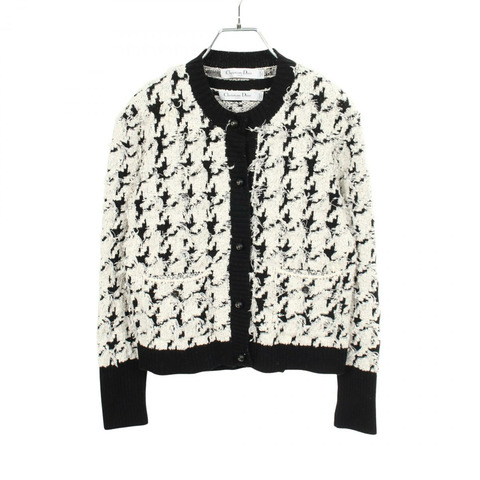 Christian Dior 千鳥格紋針織套組開襟衫，羊毛棉混紡，二手 #F36