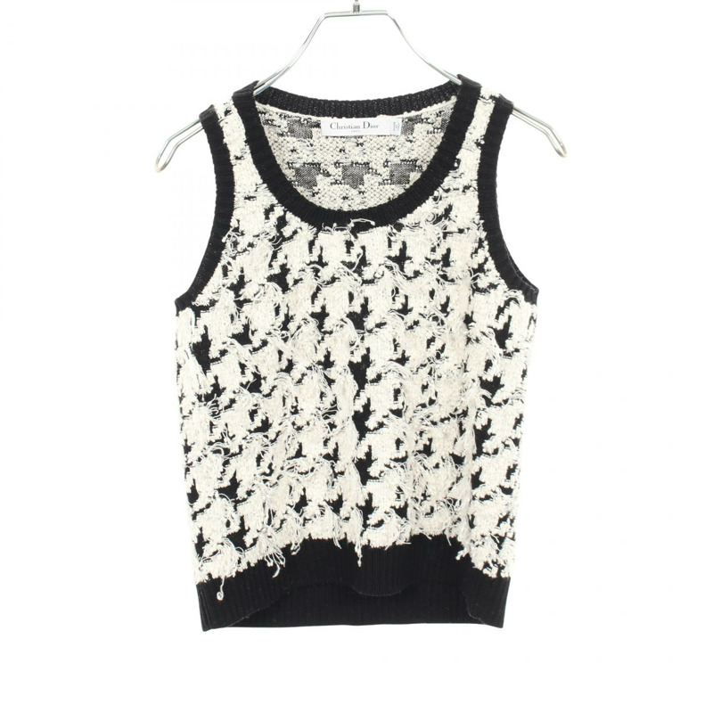 Christian Dior 千鳥格紋針織套組開襟衫，羊毛棉混紡，二手 #F36-2