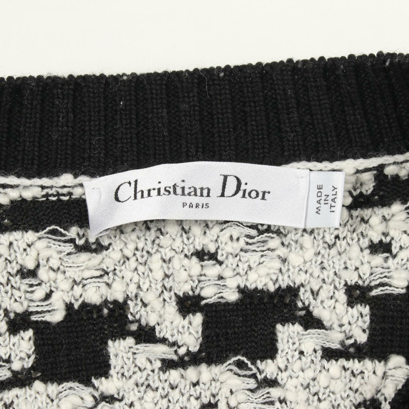 Christian Dior 千鳥格紋針織套組開襟衫，羊毛棉混紡，二手 #F36-3