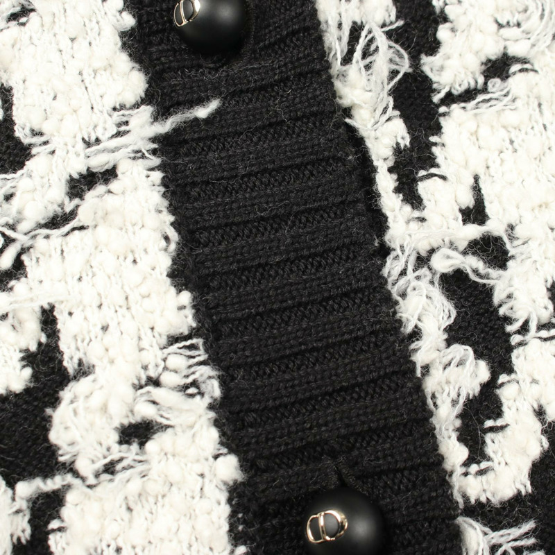 Christian Dior 千鳥格紋針織套組開襟衫，羊毛棉混紡，二手 #F36-5