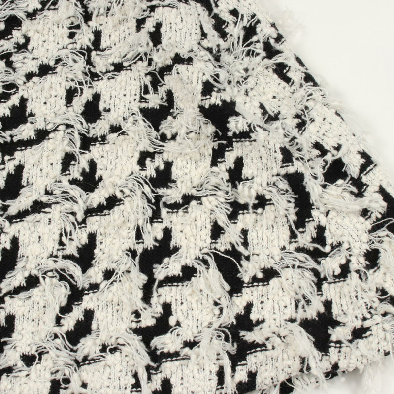 Christian Dior 千鳥格紋針織迷你裙 羊毛棉尼龍 白色 二手 #F36-5