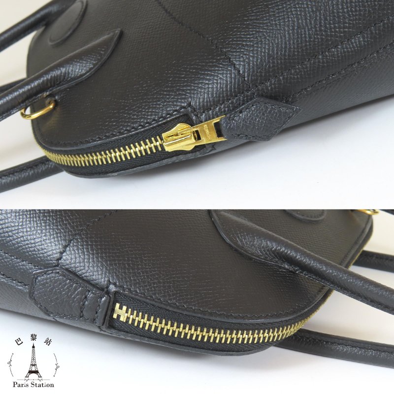 【巴黎站二手名牌專賣店】＊現貨＊HERMES 愛馬仕 真品＊C刻BOLIDE 25黑色金釦牛皮柏莉包 手提肩背斜背包-6
