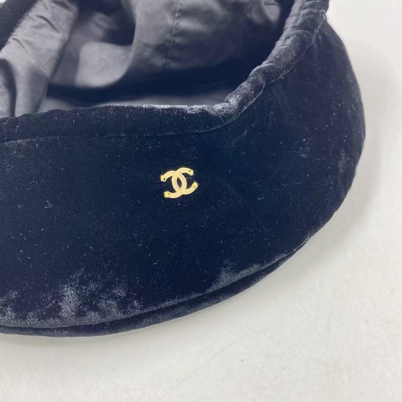 chanel香奈兒全新黑色貝蕾帽s號-0